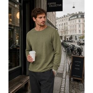 s. Oliver Sweater Mens Extra Large Green Pullover Crewneck Cotton Casual Classic